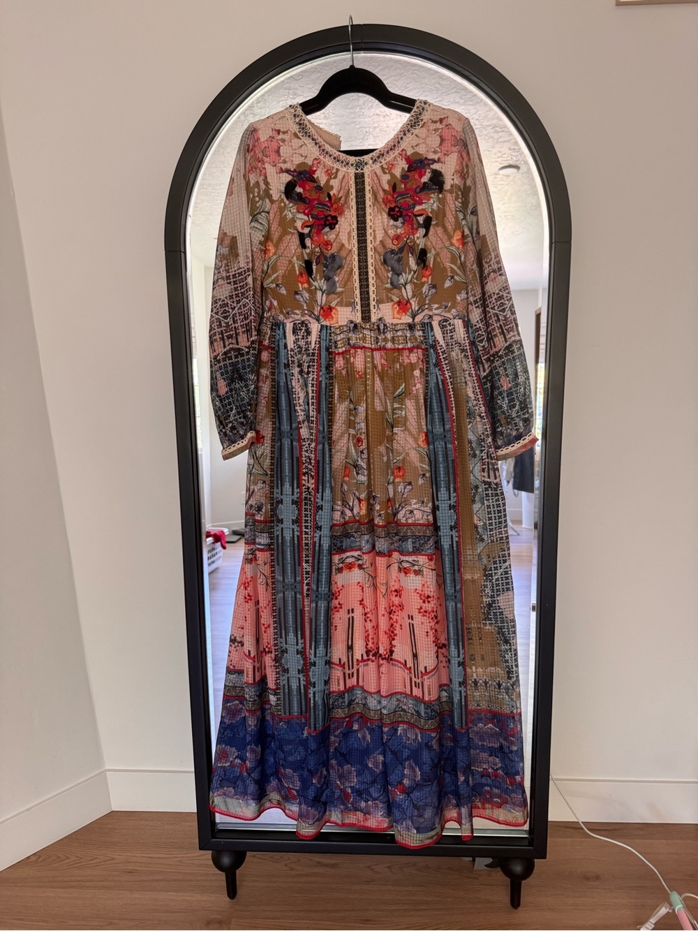 ANTHRO Maxi Dress embroidered designs
